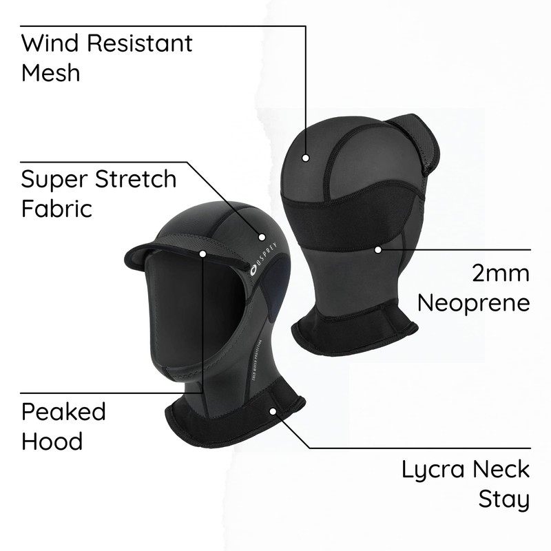 Osprey Wetsuit Hood | Unisex 2mm Neoprene, Durable, Stretchable Thermal
