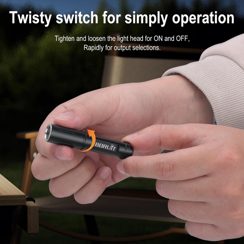 BORUIT RJ11 Small Keychain Flashlight, Mini Compack EDC Flashlights AAA