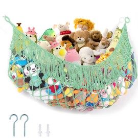PrimZooty Stuffed Animal Hammock - Extra Large 63'' Long, Stuffed Animal Storage, stuffed animal Holder net, Toy Hammock Large, Toy Storage Hanging Organizer - Matcha green