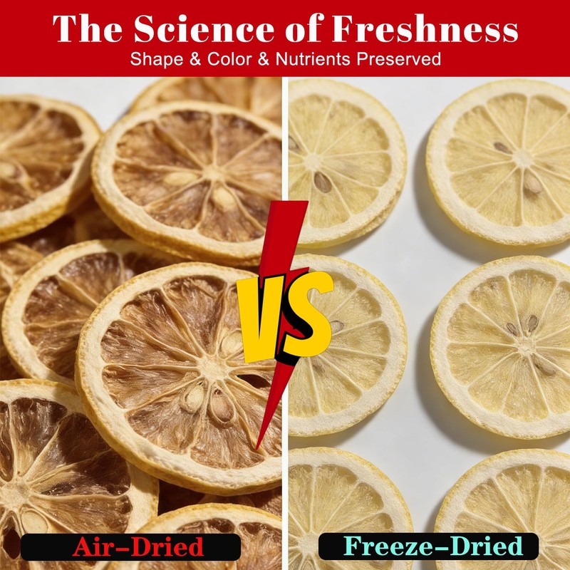 Freeze Dried Lemon Slices, No Sugar Added, 100% Natural Lemon,