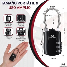 MERCURYAL Suitcase Lock for Travel Locker Luggage Locks TSA Padlock Security Lock Combination Lock for Luggage Travel Suitcase Backpack (2, Black)