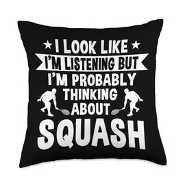 Squash Player Racket Rubber Ball Coach Racquetball Sports Throw Pillow