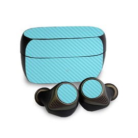 MightySkins Carbon Fiber Skin Compatible with Jabra Elite 85T - Solid Baby Blue | Protective, Durable Textured Carbon Fiber Finish | Easy to Apply | Made in The USA