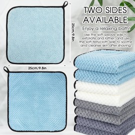 Juexica 8 Pcs Exfoliating Washcloth Men Wash Face Cloth Rustic Dual Sided Bath Washcloth 9.8 x 9.8'' Facial Scrubber Men Exfoliating Shower Towel for Body and Face (Waffle Pattern,Light Color Series)