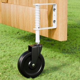TIBEGOLD 5" Spring Loaded Gate Caster, Heavy Duty Gate Wheel for Outdoor Wooden Gate Fence, Gate Support Helper with 360° Swivel, Anti Sag Gate Kit, 220 Lbs Capacity, White, 1 Pack
