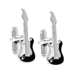 CMJ™ Pair of Novelty Black White Electric Guitar Music Cufflinks Musical UK