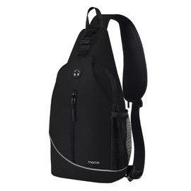 MOSISO Sling Backpack, Crossbody Shoulder Chest Bag Travel Hiking Daypack with Vertical Zipper Pocket&Reflective Strip, Black