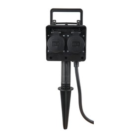 HEITRONIC Dubai 2-Way Power Distributor Garden Socket, Ground Spike, Outdoor Socket, 1.5 m Connection Cable