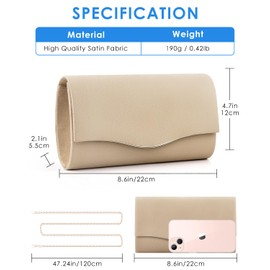 TINDTOP Clutch Purses for Women, Formal Evening Bags Suede Shoulder Envelope Party Handbags Wedding Cocktail Prom Clutches (Khaki)