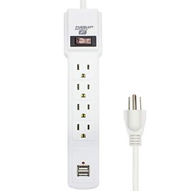 FUSSION ACUSTIC Multicontacto 4 Entradas con 2 Puertos USB Blanco con Switch