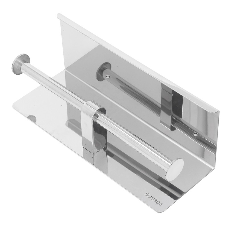Stainless Steel Toilet Paper Holder with Shelf Self Adhesive Punch