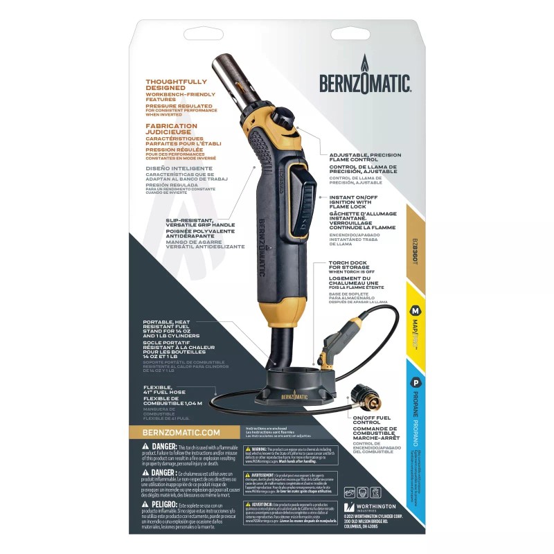 Bernzomatic Map Pro Gas Cylinder 3-Pack with Firepoint Creator Torch