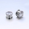 ZS Gorgeous Cubic Zirconia Tunnels Plugs 316L Stainless Steel Screw