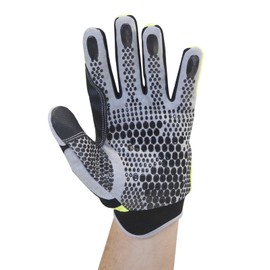 JORESTECH High Visibility Safety Silicone Dot Palm Grip Multipurpose Work Gloves (Large, Lime (Hi Vis))