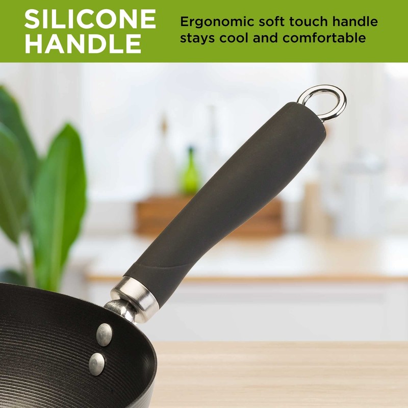 Ecolution Non-Stick Carbon Steel Wok with Soft Touch Riveted Handle,