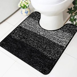 Famibay Toilet Mat with Cut-Out Non-Slip Bath Mat U Shape Toilet Rug Toilet Washable Bathroom Rug Water Absorbent Bath Mat Microfibre for Toilet Bathroom