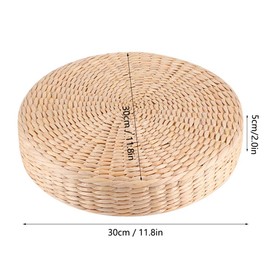 Tatami Round Braided Natural Handmade Straw Woven Seat Cushion Household Round Thickened Seats Cushion Stool for Tatami Zen Yoga Tea Ceremony Decoration
