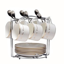 Yontree Tassen- und Teller-Organizer, 6 Haken., Metall, Silber, Style B