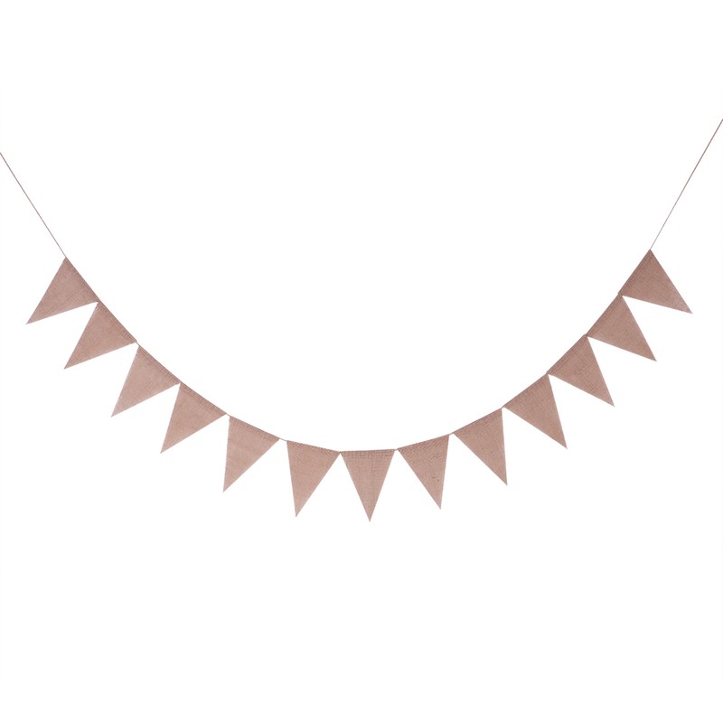 Linen Bunting Banner with 48pcs Flags Wedding Party Holiday Celebration