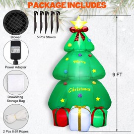SAND MINE 9ft Christmas Inflatables Tree, Christmas Inflatables Blow Up Yard Decoration, Blow Up Christmas Tree with Giftbox for Indoor Outdoor Yard Garden Christmas Decoration