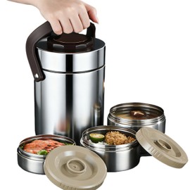 Niiyen 3 Layer Insulated Bento Box 304 Stainless Steel Food Jar Portable Lunch Containers for Hot Food 2300mL/ 77.8oz Large Capacity Vacuum Insulation Bento Lunch Box for Adults