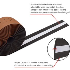 TOPCABIN 2 Rolls Bicycle Handlebar Tapes Camouflage Series Comfort GEL Road Bike Handlebar Tape Bike Bar Tape with Reflective Bar Plugs ((PU a pair) Brown)