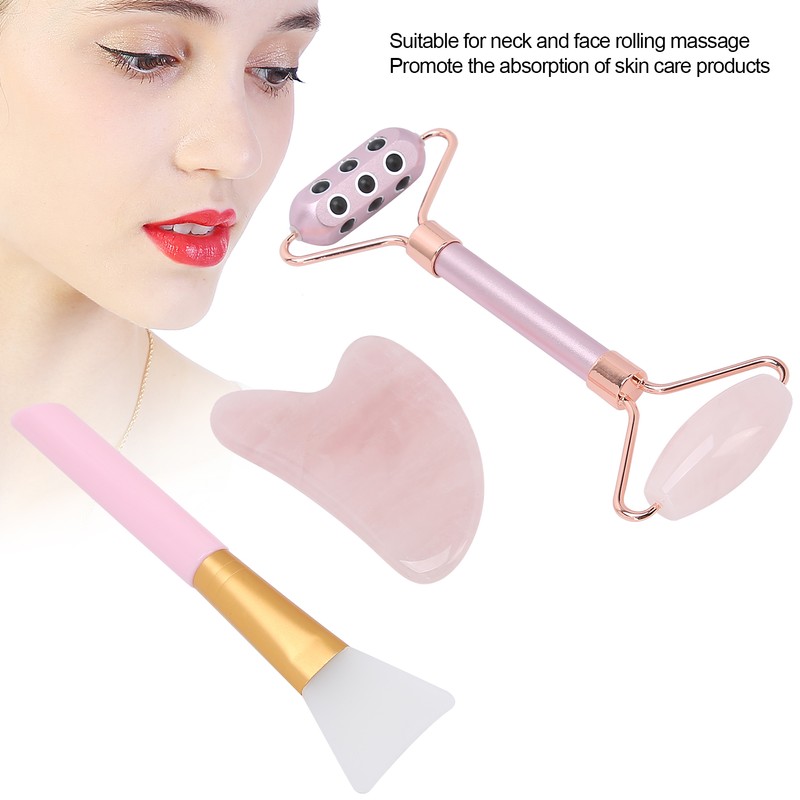 Face Roller Massager Gua Sha Board Mask Brush Set Beauty