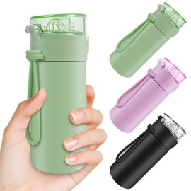 AMFUN 150ml Stainless Steel Insulated Water Bottles, Double Wall Vacuum Small Flask, Water Bottle with Straw, Leakproof Drinks Bottle with Carry Handle for Hot&Cold Drinks (Green)