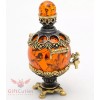 Solid Brass Amber Figurine of Russian Samovar Teapot Totem talisman
