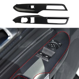 Fewshaw Interior Door Window Lift Switch Panel Cover Trims Accessoriess for 2015-2024 Ford Mustang Fastback (Carbon Fiber Style)