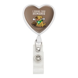 I Found This Humerus Bone Dog Humorous Heart Lanyard Retractable Reel Badge ID Card Holder - White
