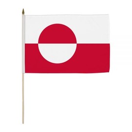 12x18 12''x18'' Greenland WOODEN Stick Flag (24INCH Wooden Staff) Super Polyester INDOOR/OUTDOOR Decor SUPER polyester material FLAG PREMIUM Vivid Color and UV Fade Resistant