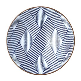 Showa Ceramics, Banded Plaid, 8.0 Noodle Bowl, Diameter 9.6 x 3.0 inches (24.5 x 7.5 cm), Mino Ware, Made in Japan, Dishwasher Safe