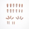 Glitter Nail Tips 24pcs Long Fake Nails Skin Color for