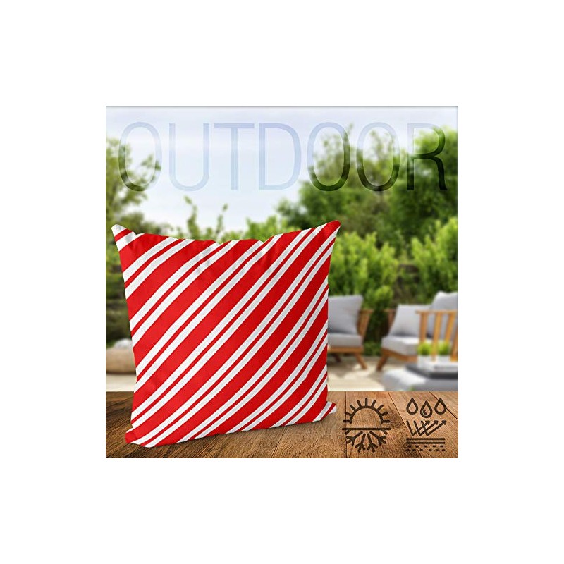VOID White Red Striped Cushion Cover Polyester Waterproof Outdoor Indoor