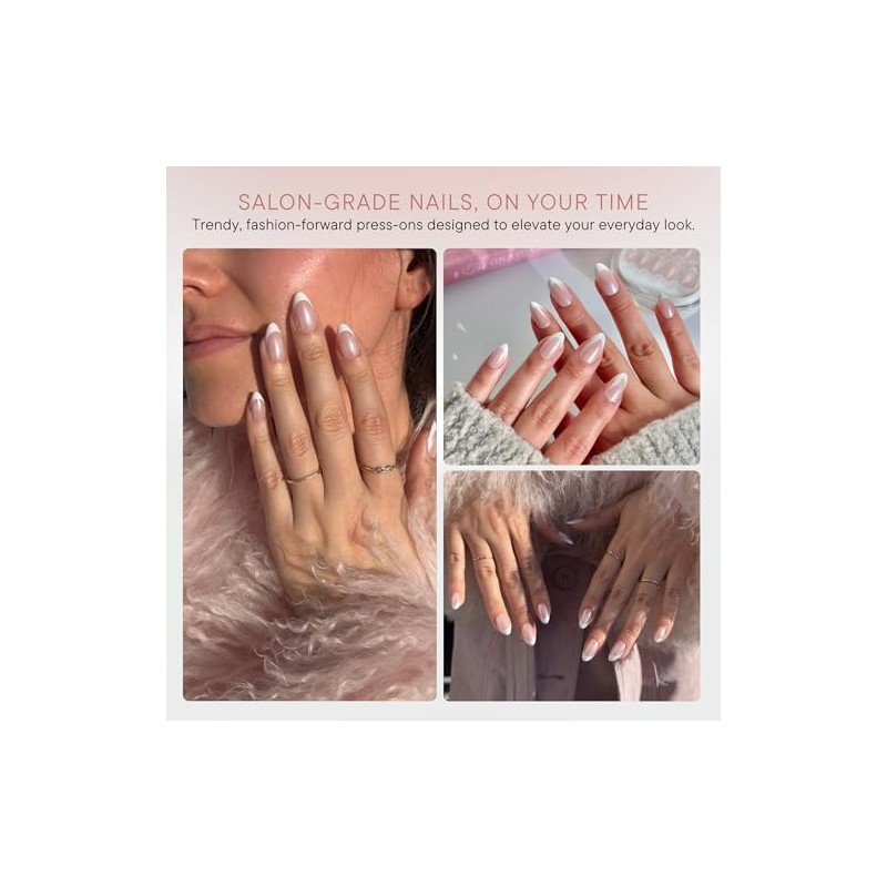 Celebritips Uñas Postizas Decorativas | Esmalte Francés Clásico, Uñas Cortas