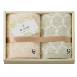 Imabari LC4124 Towel Set, Gift, Set of 2, Face Towel, 12.6 x 29.5 inches (32 x 75 cm), le cercle Made in Japan