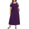 Plus Size Purple Maxi Dress Cold Shoulder Simple Summer Long