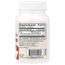 Jarrow Formulas, Vegan Methyl Folic Acid, 400mcg, 60 Veg Capsules / Jarrow Formulas (자로우포뮬러스), 비건 메틸엽산, 400mcg, 베지 캡슐 60정