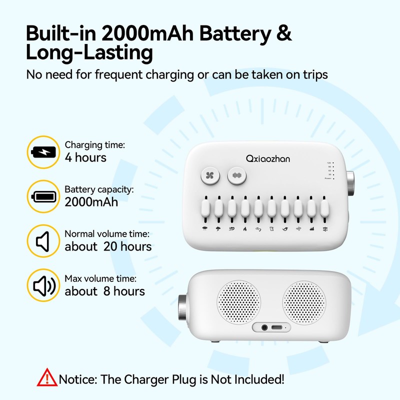 Qxiaozhan White Noise Sound Machine for Sleep with Slider Rail