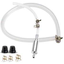 QEJ Brake Bleeder Hose with One-Way Check Valve – Universal Brake Fluid Bleeding Kit for Car Motorcycle Clutch System, Anti-Backflow Soft Tube with Screw Caps & Spring Clamps (1 Set)