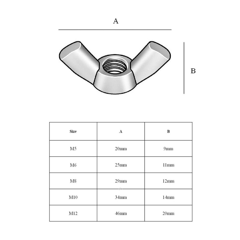 5 Pack Screw Bolts M5 x 25mm, Washers & Wing