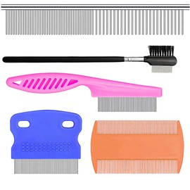 SKYPIA 5 Pcs Dog Comb Set - Tear Stain Remover, Flea Comb for Dogs and Cats, Grooming Kit for Small Pets