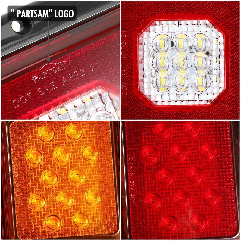 Partsam 2x LED Triple Tail Lights 45 LEDs Rectangle Vertical