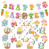 52 Pcs Easter Banner, Happy Easter Garland with Hanging Swirls,