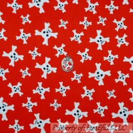 Riley Blake Designs BonEful Fabric FQ Flannel Cotton Quilt Red B&W Skull Skeleton BOY Cross Bone Dot