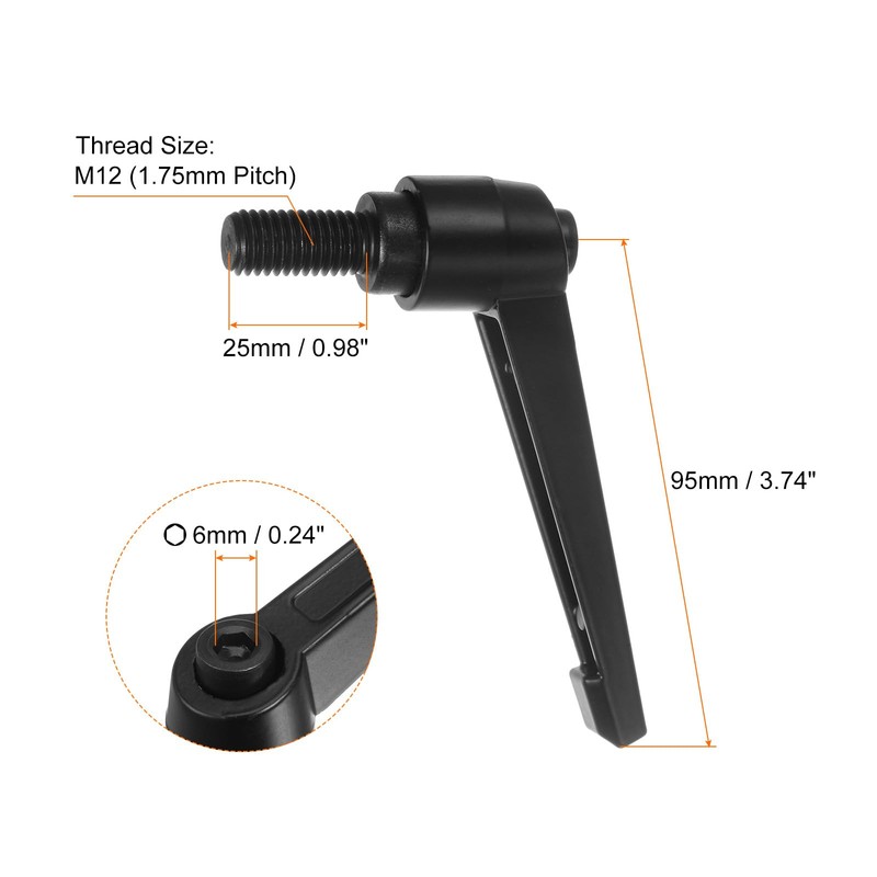 QUARKZMAN Set of 4 Adjustable Clamping Lever Handles M12 x