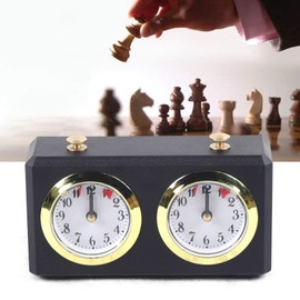 LOYALHEARTDY Mechanical Chess Clock Analog for Board Games International Chess Timer Clock Analog Clock Timers, Tournament Count Up Down Alarm Timer （Black）