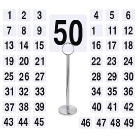 TiaysTiays Plastic Table Number Number Cards Waterproof PVC Number 1-50 Seat Numbers Table Numbers Weather Resistant Water Resistant Meeting Place Cards Wedding Wedding Place Cards (Table #1-50)