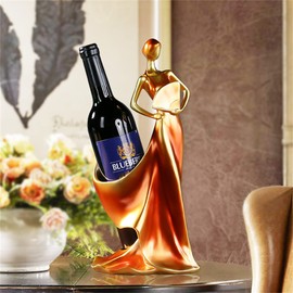 CdyBox Elegant Wine Bottle Holder Ornament Wine Single Bottle Holder Stand Rack (Red)